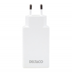 DELTACO USB-C väggladdare 67 W, 2x USB-C PD, slimmad storlek, total effekt 67 W DELTACO USB-C väggladdare 67 W, 2x USB-C PD, slimmad storlek, total effekt 67 W
