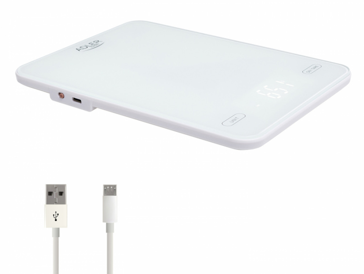 Adler AD 3177w Kitchen scale 10kg USB charged, White Adler AD 3177w Kitchen scale 10kg USB charged, White