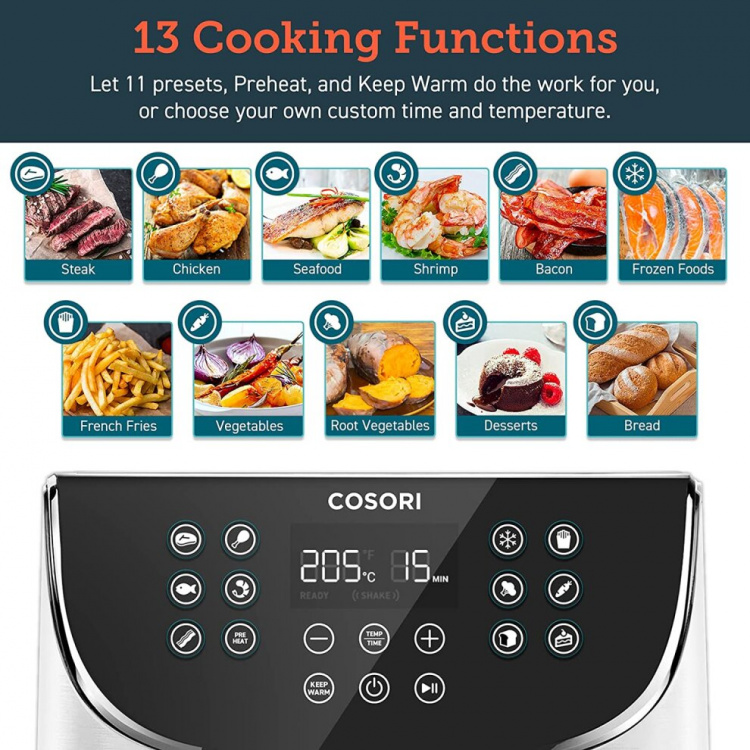 Cosori Air Fryer with 11 Programs, LED display, 5,5L