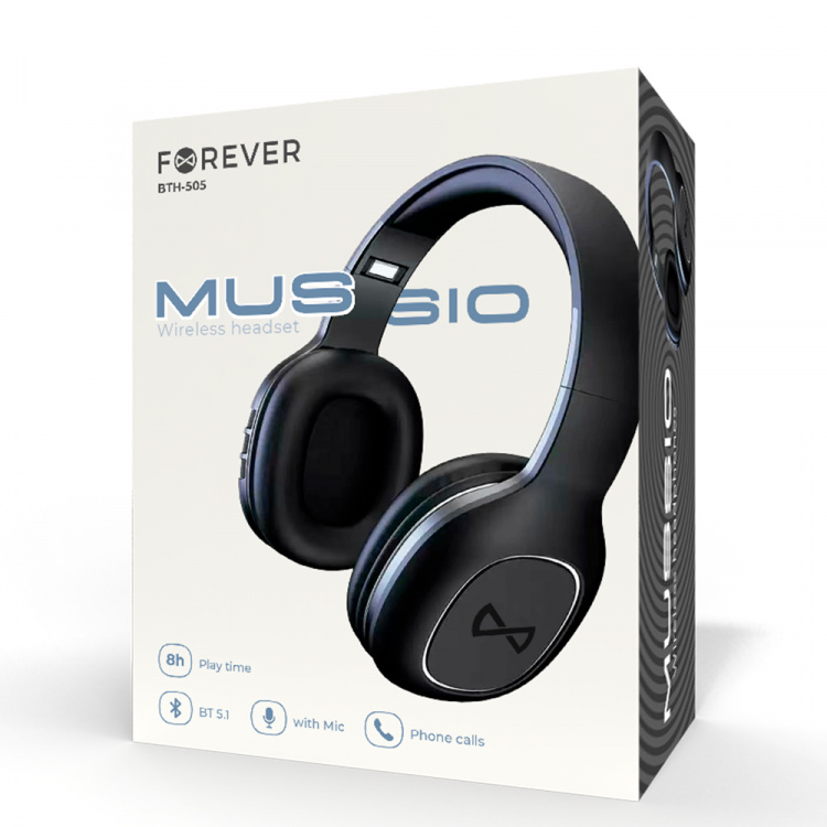 Forever wireless headset BTH-505 on-ear, Black Forever wireless headset BTH-505 on-ear, Black