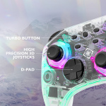 DELTACO Nintendo Switch Controller, transparent, RGB, macro buttons