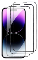 3-pack Tempered Glass Screen Protectors for iPhone 14 Pro Max, Black Edge