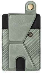 PU leather card holder with stand, Green