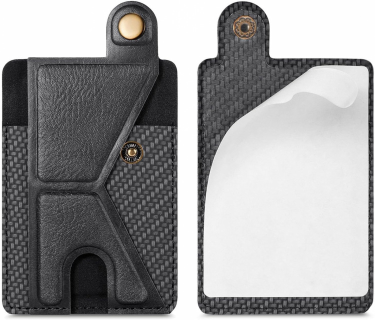 PU leather card holder with stand, Black