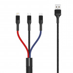 Xo NB54, 3in1 USB - Lightning, USB-C, microUSB Charging Cable (3A) 1.2m