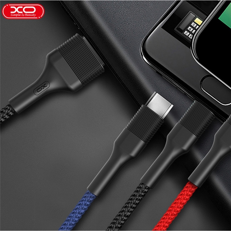 Xo NB54, 3in1 USB - Lightning, USB-C, microUSB Charging Cable (3A) 1.2m