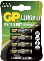 GP AAA Lithium battery 1.5V, 24LF-2U4, 4-pack  GP AAA Lithium battery 1.5V, 24LF-2U4, 4-pack