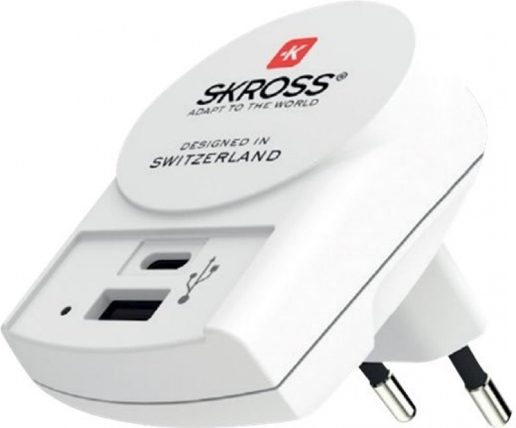 Skross Reseadapter Europa till USB-A & USB-C Skross Reseadapter Europa till USB-A & USB-C