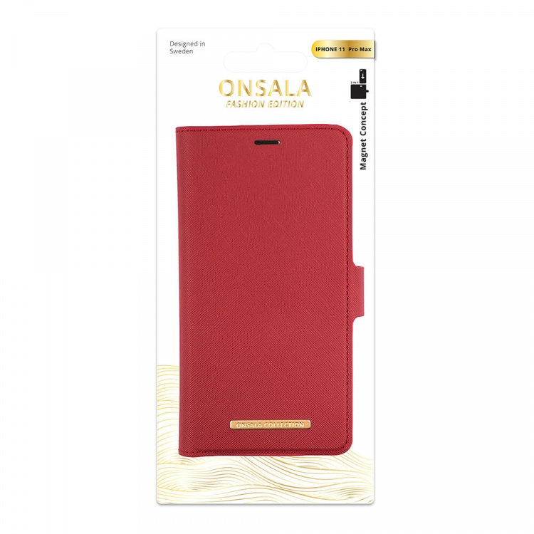 Onsala Wallet Case Saffiano Red - iPhone 11 Pro Max