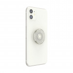 PopSockets Clear Glitter Silver Removable Grip with Standfunction