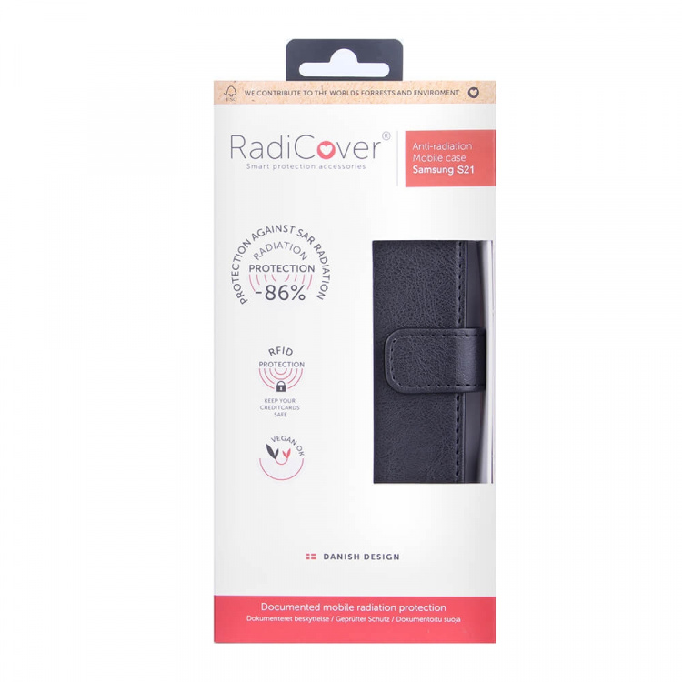 Radicover Radiation protected Mobilewallet PU Samsung S21/S30 Flipcover Black 3-Led RFID Radicover Radiation protected Mobilewallet PU Samsung S21/S30 Flipcover Black 3-Led RFID
