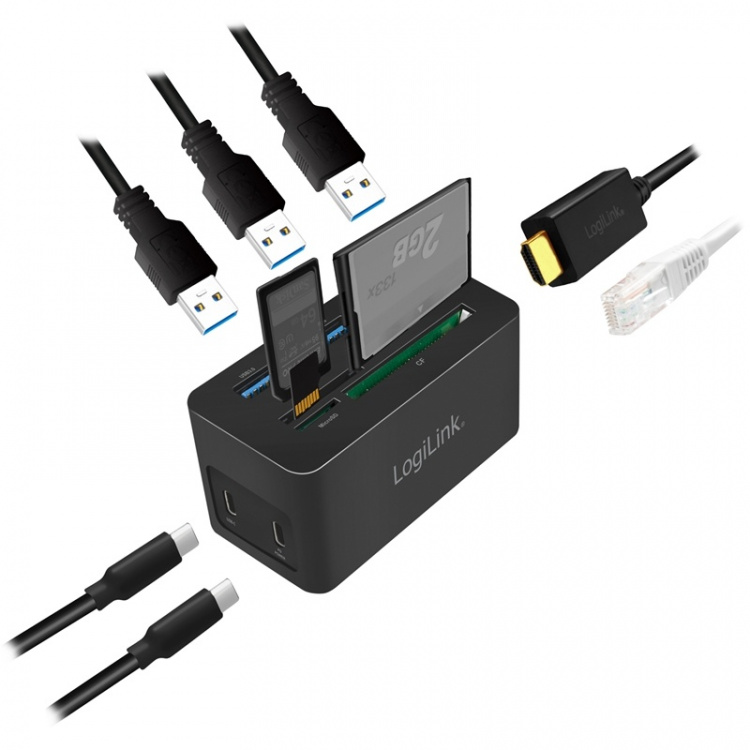 LogiLink PC-/Mac-minidocka HDMI, USB-C,