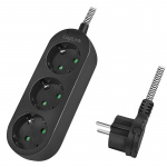 LogiLink Grenuttag 3-vägs med textilkab