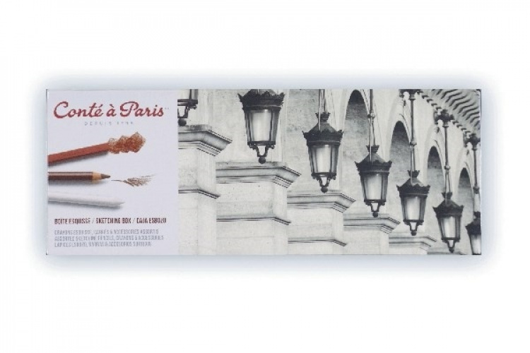 Conté à Paris Skisset med 12 kritor och 3 skisspennor