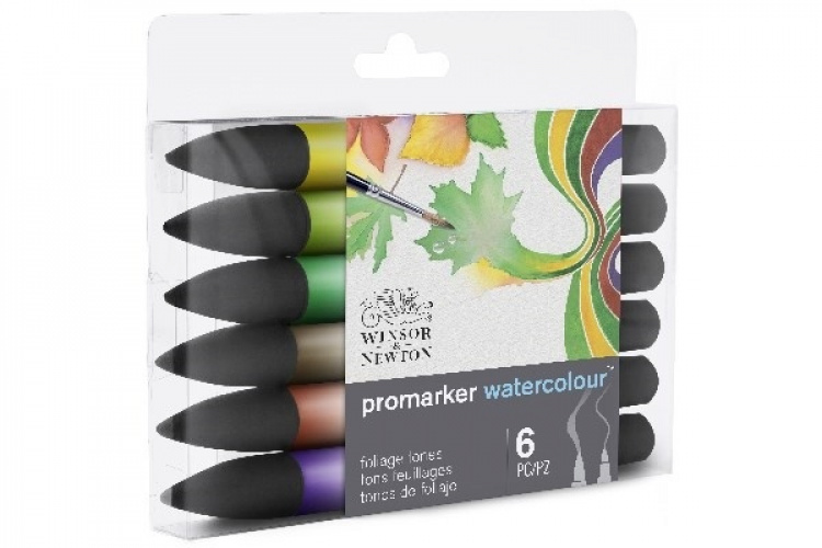 Winsor WaterColour Marker 6-pack, Foliage tones set