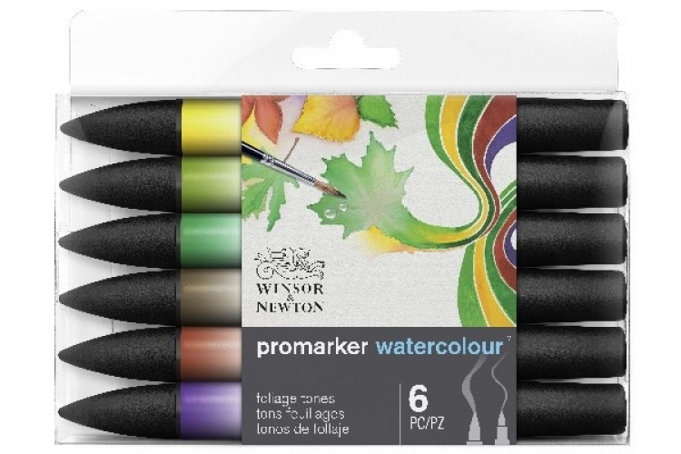 Winsor WaterColour Marker 6-pack, Foliage tones set