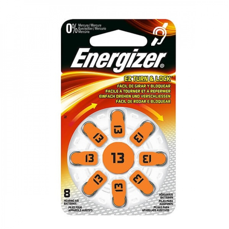 Energizer Hearing Aid Button Cell ZA 13 , 280 mAh, 1,4V, 8 Piece Energizer Hearing Aid Button Cell ZA 13 , 280 mAh, 1,4V, 8 Piece
