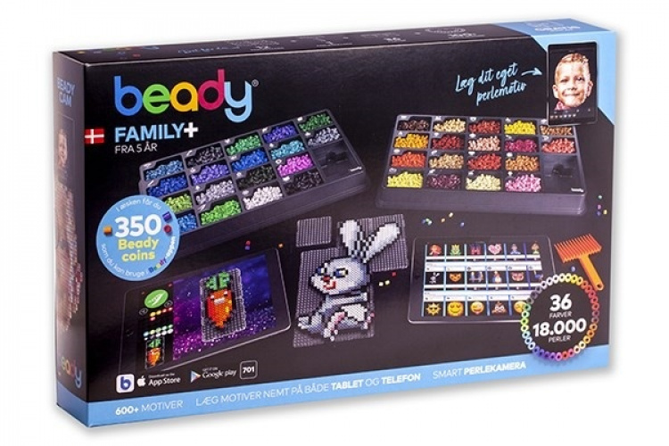 Beady Family+ 18.000 pärlor, 12 plattor, 1 pärlskrapa