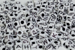 Pearl`n fun Letter beads 7mm Black/White,125g Pearl`n fun Letter beads 7mm Black/White,125g