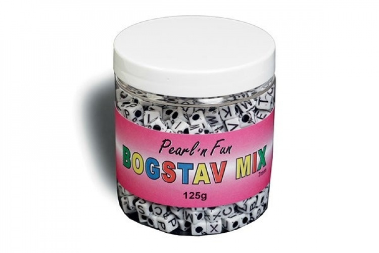 Pearl`n fun Letter beads 7mm Black/White,125g Pearl`n fun Letter beads 7mm Black/White,125g