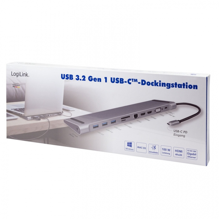 LogiLink USB-C-Docka 11-in-1 HDMI/VGA/R