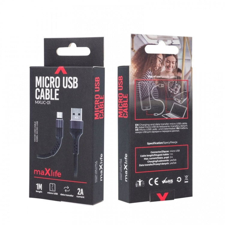 MXUC-01 microUSB Cable (2A) Fast Charge, Black MXUC-01 microUSB Cable (2A) Fast Charge, Black