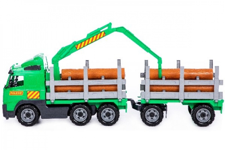 Volvo Lastbil med Timmer, Kran och Släp 775x190x255mm