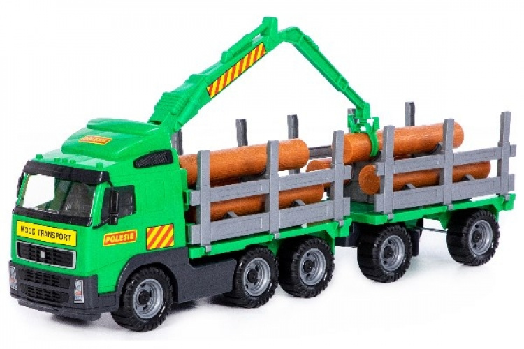 Volvo Lastbil med Timmer, Kran och Släp 775x190x255mm