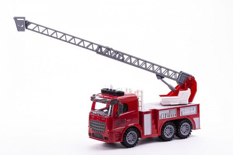 Brandbil med Stege, Ljus och Ljud 1:14, Röd