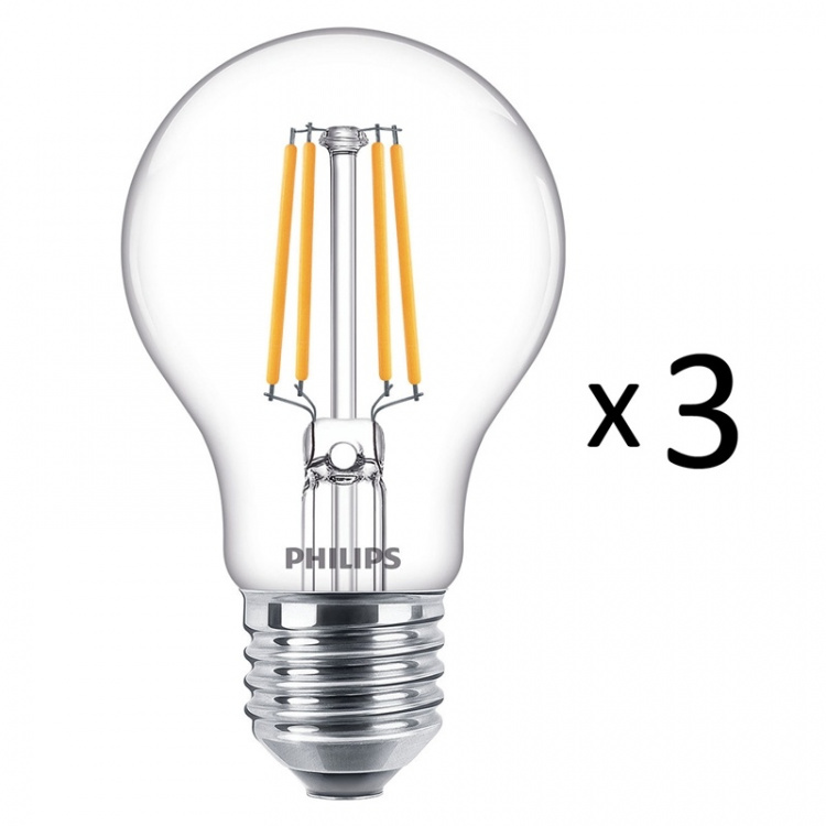 Philips 3-pack LED E27 Normal Klar 40W