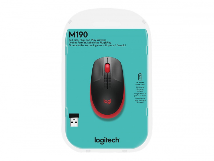 Logitech M190 datormöss Ambidextrous RF Trådlös Optisk 1000 DPI Logitech M190 datormöss Ambidextrous RF Trådlös Optisk 1000 DPI