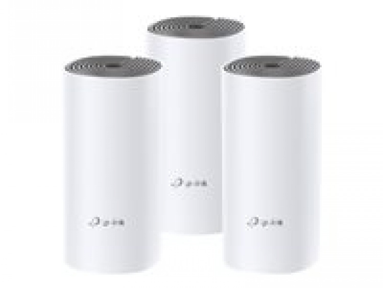 TP-LINK Deco E4 (3-pack). Housing color: White, Grey, Antenna type: Internal, LED indicators: LAN, WLAN. Wi-Fi band: Dual-band (2.4 GHz / 5 GHz), Wi-Fi standard: Wi-Fi 5 (802.11ac), Wi-Fi standards: 802.11a,802.11b,802.11g,Wi-Fi 4 (802.11n),Wi-Fi 5 (802.1