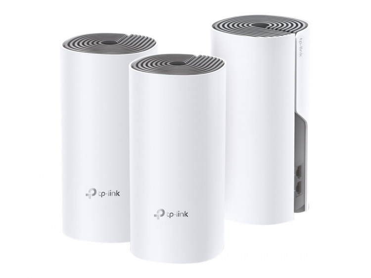 TP-LINK Deco E4 (3-pack). Housing color: White, Grey, Antenna type: Internal, LED indicators: LAN, WLAN. Wi-Fi band: Dual-band (2.4 GHz / 5 GHz), Wi-Fi standard: Wi-Fi 5 (802.11ac), Wi-Fi standards: 802.11a,802.11b,802.11g,Wi-Fi 4 (802.11n),Wi-Fi 5 (802.1