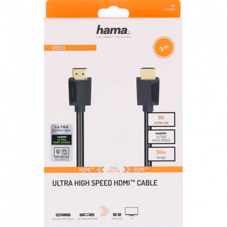 Hama Cable HDMI High Speed 8K 48Gbit/s Black 3.0m Hama Cable HDMI High Speed 8K 48Gbit/s Black 3.0m