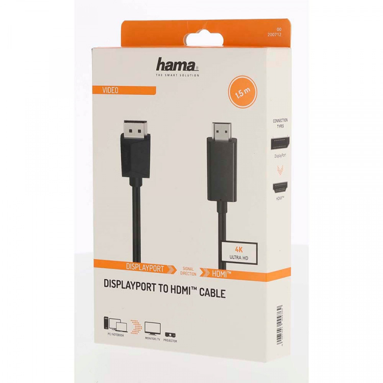 Hama Cable DisplayPort-HDMI 4K 1.5m Black Hama Cable DisplayPort-HDMI 4K 1.5m Black