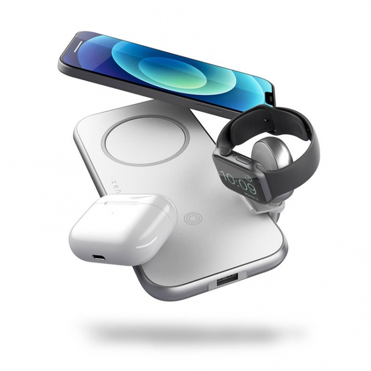 Zens 4in1 charger Designed for Magsafe 10W + Room for Magsafe + USB-A + Apple Watch Zens 4in1 charger Designed for Magsafe 10W + Room for Magsafe + USB-A + Apple Watch