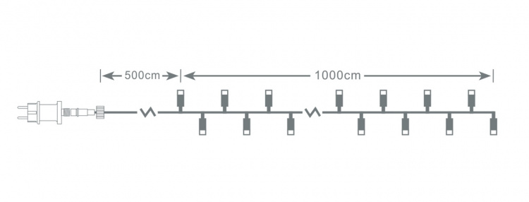 Light chain, 10 m, 80 LED, transformator, outdoor, RGB