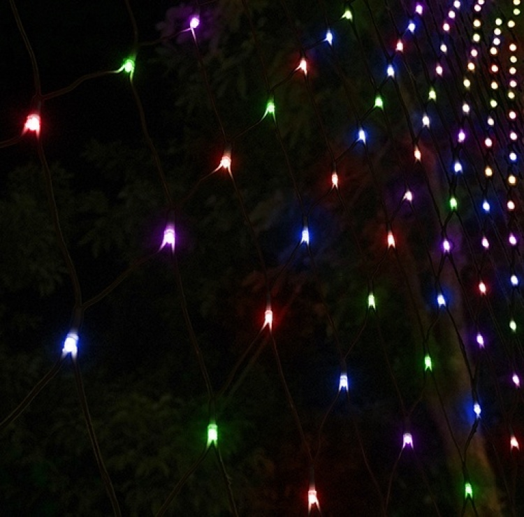 Curtain lights, outdoor, 120 x 150 cm,18 LED, adaptor, multi color