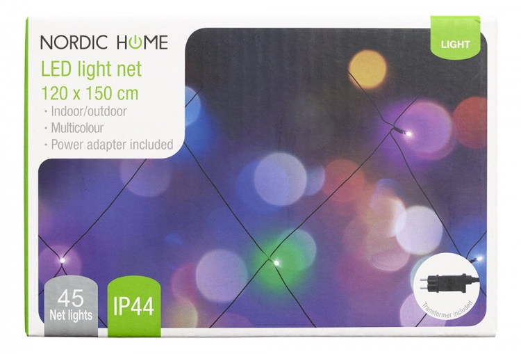 Curtain lights, outdoor, 120 x 150 cm,18 LED, adaptor, multi color