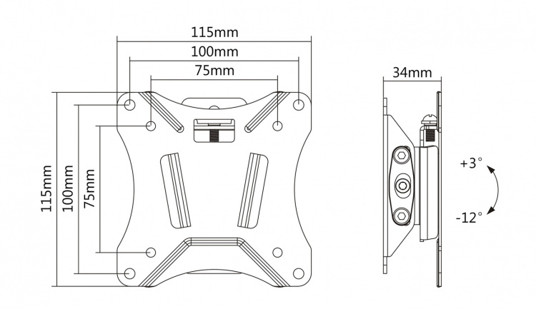 DELTACO OFFICE Compact and tiltable wall mount for LED/LCD, 13 - 27 DELTACO OFFICE Compact and tiltable wall mount for LED/LCD, 13 - 27