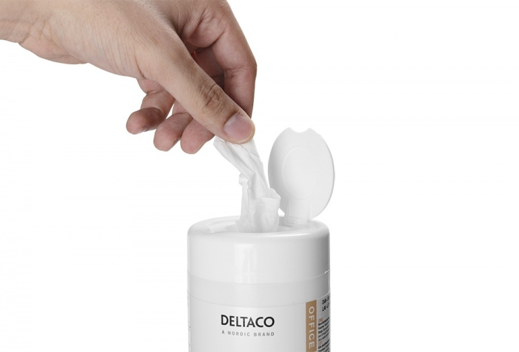 DELTACO Office Antibacterial wipes, 100pcs tube DELTACO Office Antibacterial wipes, 100pcs tube