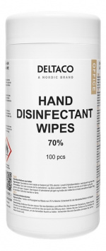 DELTACO Hand disinfectant wet wipes, 100 pc