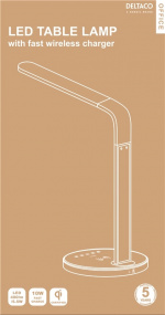 DELTACO OFFICE LED desk lamp with wireless fast charging, timer functi DELTACO OFFICE LED desk lamp with wireless fast charging, timer functi