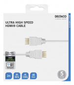 DELTACO ULTRA High Speed HDMI-kabel, 48Gbps, 2m, vit DELTACO ULTRA High Speed HDMI-kabel, 48Gbps, 2m, vit