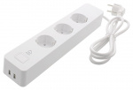 DELTACO SMART HOMEDELT Smart Branch Socket, 3xCEE 7/4, USB-A 2A, White