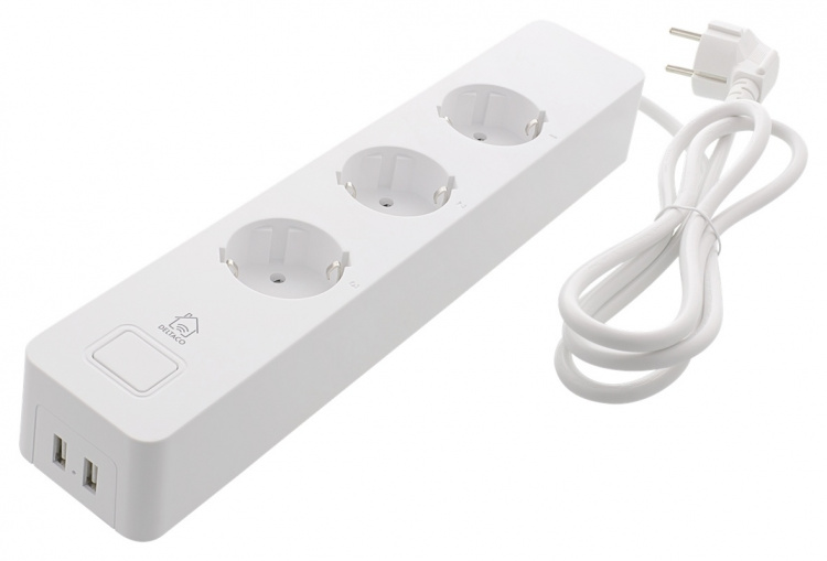DELTACO SMART HOMEDELT Smart Branch Socket, 3xCEE 7/4, USB-A 2A, White