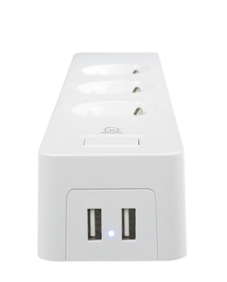 DELTACO SMART HOMEDELT Smart Branch Socket, 3xCEE 7/4, USB-A 2A, White