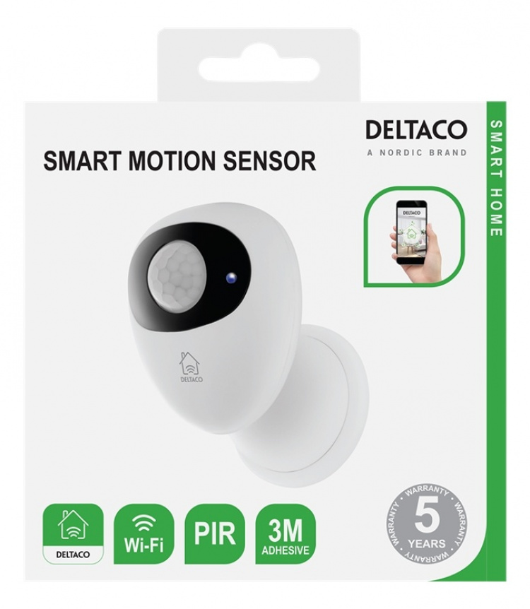 DELTACO SMART HOME Motion sensor, PIR, WiFi 2.4 GHz white/black DELTACO SMART HOME Motion sensor, PIR, WiFi 2.4 GHz white/black