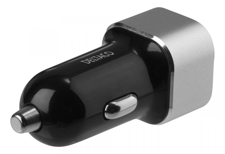 DELTACO USB car charger, 2x USB-A, 2,4 A, total 17 W DELTACO USB car charger, 2x USB-A, 2,4 A, total 17 W
