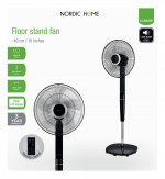 Nordic Home Floor fan with remote control, 40 cm, low noise level, timer